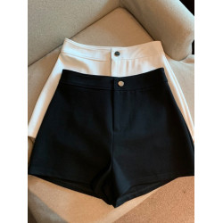 黑色彈力緊身西裝短褲女秋冬2025新款大碼胖mm高腰顯瘦a字熱褲潮