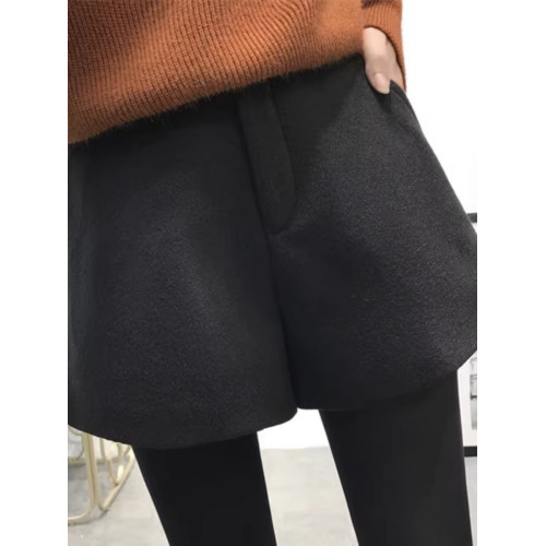 毛呢短褲女秋冬2025新款高腰寬松顯瘦外穿a字濶腿千鳥格百搭靴褲