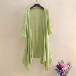 棉麻民族風防曬衣外搭開衫可臘染紥染新款女中長款薄款寬松搭裙子