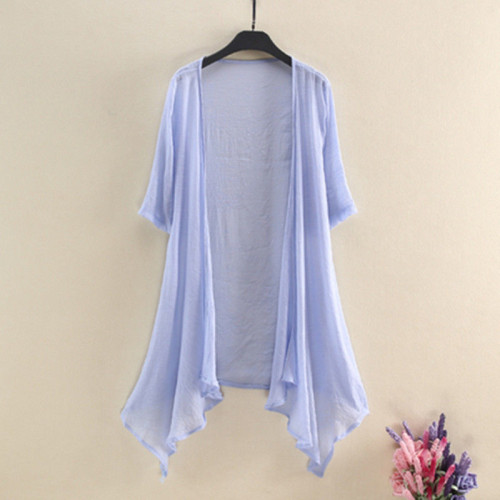 棉麻民族風防曬衣外搭開衫可臘染紥染新款女中長款薄款寬松搭裙子