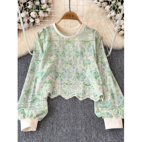 2025秋季新款法式復古圓領蕾絲拼接長袖衛衣女設計感小衆短款上衣 2025秋季新款法式復古圓領蕾絲拼接長袖衛衣女設計感小衆短款上衣