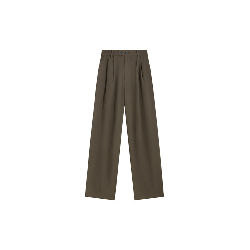 MISSMARM 杏白西裝褲高級感垂感休閒褲女秋季高腰直筒顯瘦濶腿褲 MISSMARM 杏白西裝褲高級感垂感休閒褲女秋季高腰直筒顯瘦濶腿褲