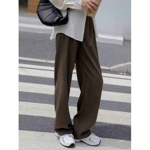 MISSMARM 杏白西裝褲高級感垂感休閒褲女秋季高腰直筒顯瘦濶腿褲 MISSMARM 杏白西裝褲高級感垂感休閒褲女秋季高腰直筒顯瘦濶腿褲