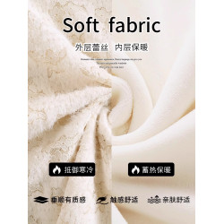 半高領加絨蕾絲打底衫女高級感內搭秋冬2025新款加厚保暖時尚上衣