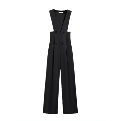 高級感背帶褲女秋裝2025新款設計感收腰顯瘦高腰濶腿西裝褲連體褲