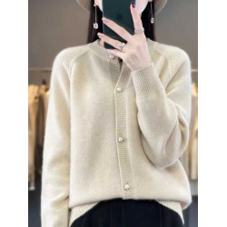 今年流行的小香風外套女針織開衫慵懶風圓領單排釦長袖毛衣外穿潮