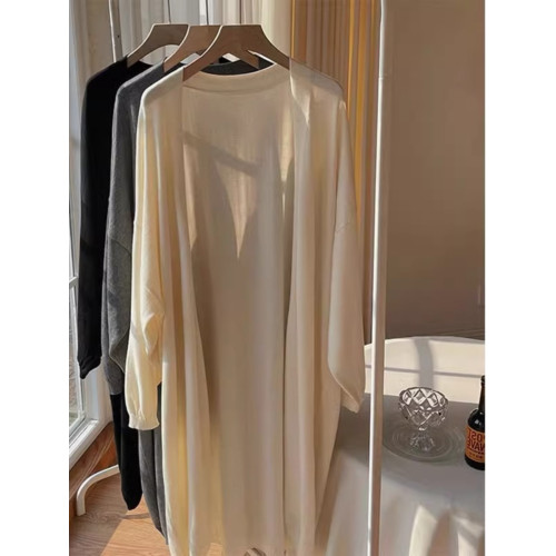 2025夏季新款冰絲針織開衫女中長款寬松外搭披肩夏季罩衫外套薄款