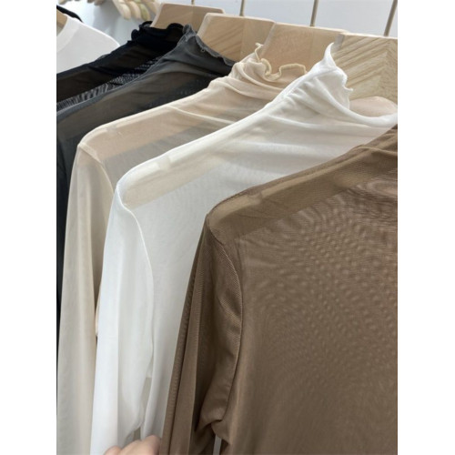 木耳邊中領蕾絲網紗上衣女秋裝大碼胖MM性感內搭打底衫長袖t恤薄 木耳邊中領蕾絲網紗上衣女秋裝大碼胖MM性感內搭打底衫長袖t恤薄