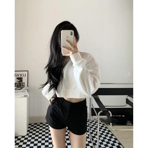 FASC自製 高腰西裝白色短褲女秋冬打底外穿黑色顯瘦熱褲小個子