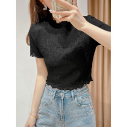 吊帶裙內搭薄紗夏季配裙子防曬罩衫蕾絲短款內搭打底衫紗衣女短袖