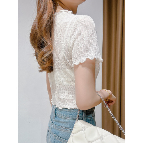 吊帶裙內搭薄紗夏季配裙子防曬罩衫蕾絲短款內搭打底衫紗衣女短袖