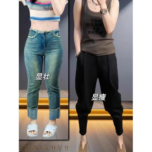 今年流行爆款褲子女2025秋冬新款蘿蔔褲大碼胖mm顯瘦束腳馬丁靴褲