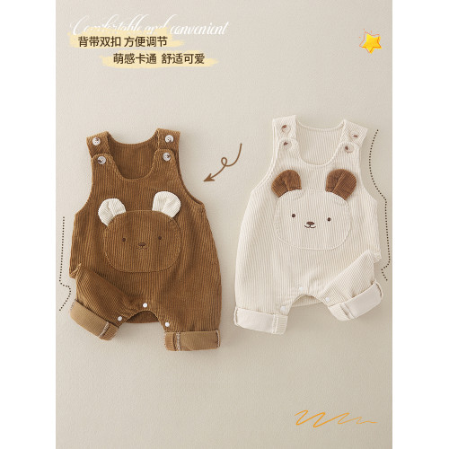 嬰兒春款燈芯絨背帶褲寶寶春季洋氣卡通連體褲新生兒滿月外出服萌 嬰兒春款燈芯絨背帶褲寶寶春季洋氣卡通連體褲新生兒滿月外出服萌