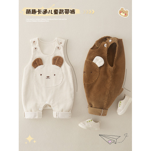 嬰兒春款燈芯絨背帶褲寶寶春季洋氣卡通連體褲新生兒滿月外出服萌 嬰兒春款燈芯絨背帶褲寶寶春季洋氣卡通連體褲新生兒滿月外出服萌