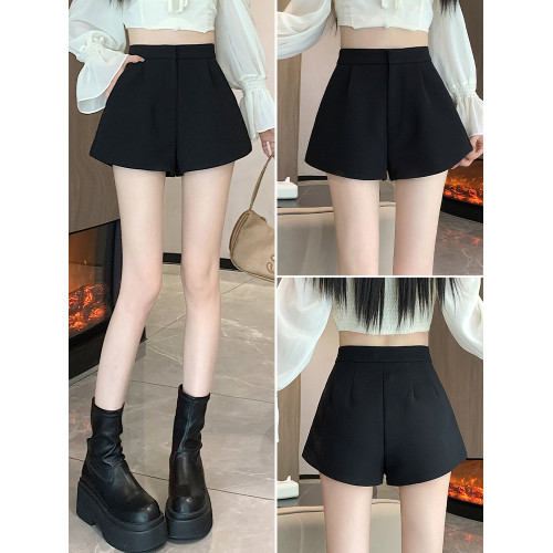 黑色西裝短褲女秋冬2025新款高腰顯瘦a字濶腿褲褲子休閒褲女褲潮