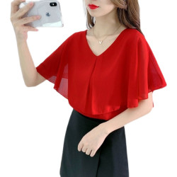 新款春夏季大碼女裝胖MM雪紡衫韓版寬松顯瘦遮肚子洋氣媽媽裝襯衫