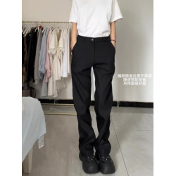 175高個子加長窄版濶腿褲女夏季高腰垂感顯瘦休閒直筒西裝堆堆褲