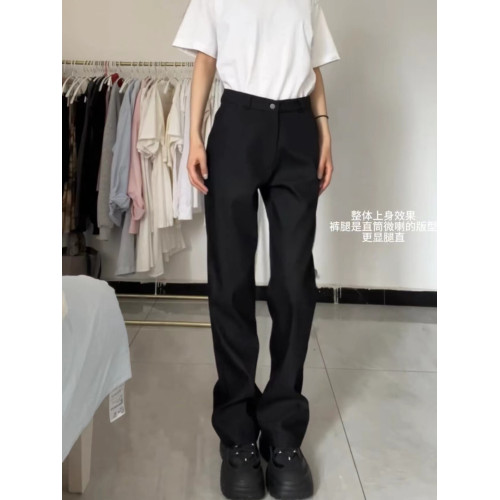 175高個子加長窄版濶腿褲女夏季高腰垂感顯瘦休閒直筒西裝堆堆褲