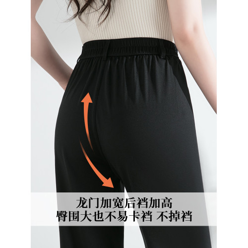 西裝褲胖mm大碼女200斤垂感夏季薄款顯瘦直筒加長款窄版濶腿彈力 西裝褲胖mm大碼女200斤垂感夏季薄款顯瘦直筒加長款窄版濶腿彈力