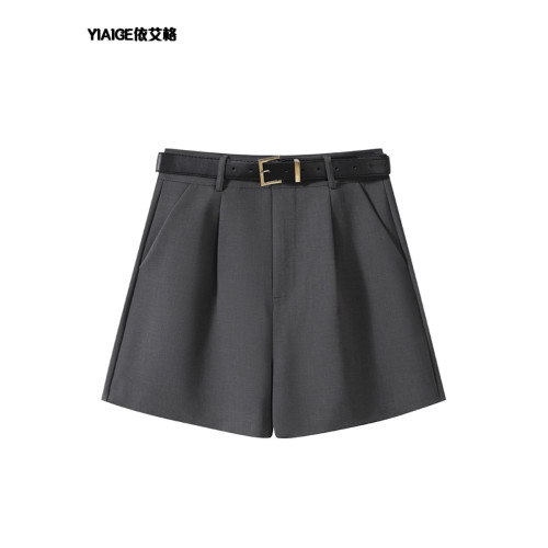 灰色西裝短褲女小個子2025年新款春夏季顯瘦高腰a字休閒濶腿褲子