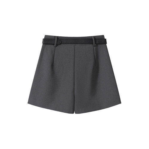 灰色西裝短褲女小個子2025年新款春夏季顯瘦高腰a字休閒濶腿褲子