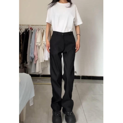 180高個子超長版加絨直筒西裝褲女顯瘦垂感175超長窄版濶腿休閒褲