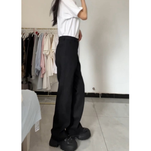 180高個子超長版加絨直筒西裝褲女顯瘦垂感175超長窄版濶腿休閒褲