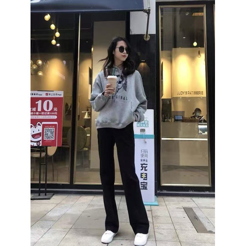深灰色毛呢高腰直筒濶腿拖地褲女2025秋冬顯瘦寬松休閒垂感長褲子