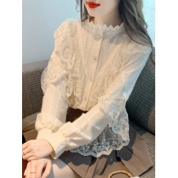 蕾絲襯衫打底衫女士早春秋冬季2025年新款法式洋氣高級感內搭小衫