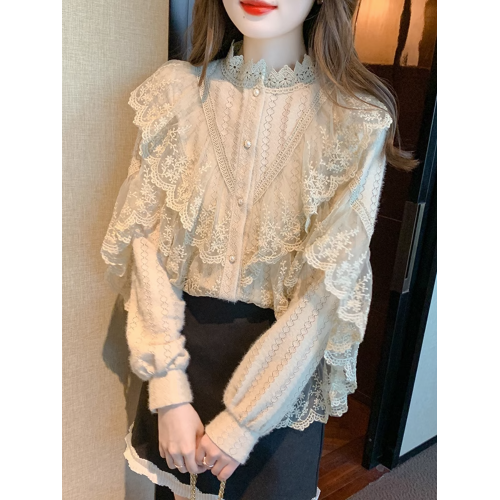 蕾絲襯衫打底衫女士早春秋冬季2025年新款法式洋氣高級感內搭小衫