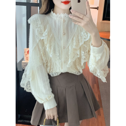 蕾絲襯衫打底衫女士早春秋冬季2025年新款法式洋氣高級感內搭小衫