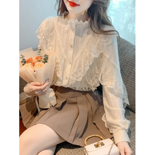 蕾絲襯衫打底衫女士早春秋冬季2025年新款法式洋氣高級感內搭小衫
