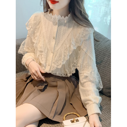 蕾絲襯衫打底衫女士早春秋冬季2025年新款法式洋氣高級感內搭小衫