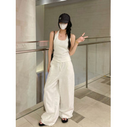 白色棉麻山本褲子女夏季薄款垂感防曬寬松濶腿褲直筒休閒亞麻長褲