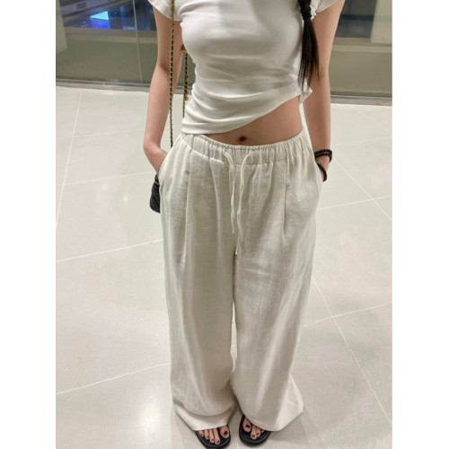 白色棉麻山本褲子女夏季薄款垂感防曬寬松濶腿褲直筒休閒亞麻長褲