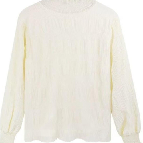 雪紡上衣毛衣內搭女春秋2023大碼胖mm木耳邊半高領長袖蕾絲打底衫 雪紡上衣毛衣內搭女春秋2023大碼胖mm木耳邊半高領長袖蕾絲打底衫