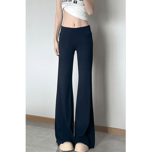 灰色針織微喇濶腿褲女秋季新款低腰辣妹休閒衛褲直筒褲垂垂拖地褲