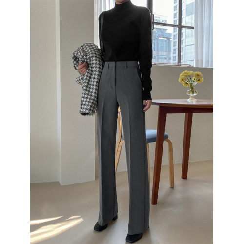 窄板濶腿褲女2025新款爆款秋季灰色西裝褲高級感垂感職業直筒褲子 窄板濶腿褲女2025新款爆款秋季灰色西裝褲高級感垂感職業直筒褲子