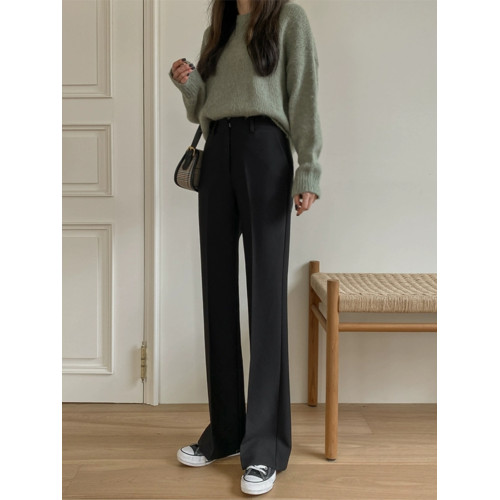 窄板濶腿褲女2025新款爆款秋季灰色西裝褲高級感垂感職業直筒褲子 窄板濶腿褲女2025新款爆款秋季灰色西裝褲高級感垂感職業直筒褲子