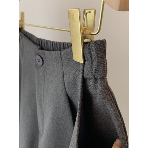 松緊高腰休閒濶腿毛呢短褲女2025秋冬新款外穿百搭小個子打底a字