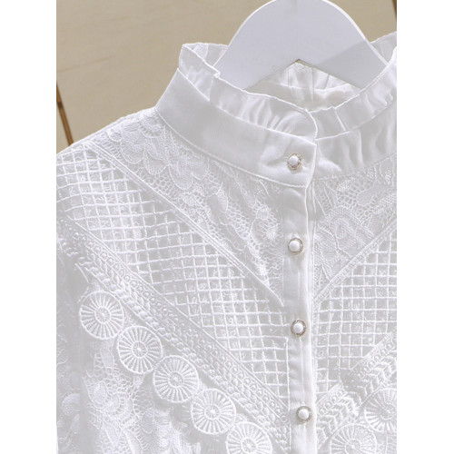 2025春秋新款韓版花邊拼接蕾絲衫百搭收身顯瘦蕾絲上衣時尚小衫女