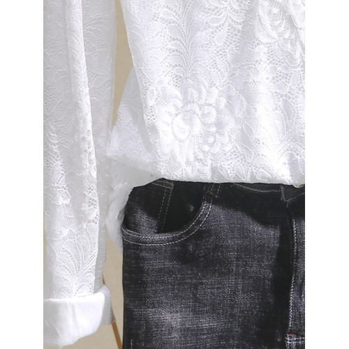 2025春秋新款韓版花邊拼接蕾絲衫百搭收身顯瘦蕾絲上衣時尚小衫女