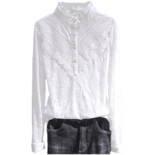 2025春秋新款韓版花邊拼接蕾絲衫百搭收身顯瘦蕾絲上衣時尚小衫女