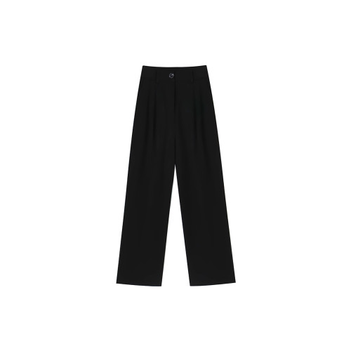 梨形身材黑色濶腿西裝褲女秋新款大碼胖mm高腰顯瘦寬松垂感休閒褲