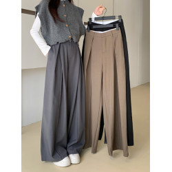 大碼高級感垂感西裝褲女夏季新款高腰黑色休閒褲胖MM顯瘦濶腿褲子