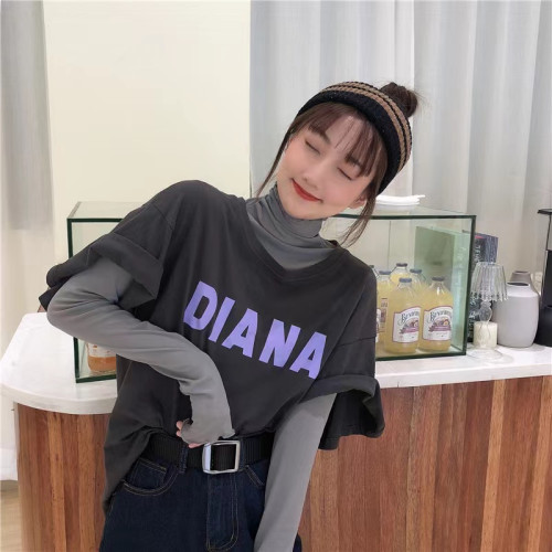 大碼胖妹妹網紗曡穿打底衫女春秋新款木耳邊高領內搭純色長袖上衣