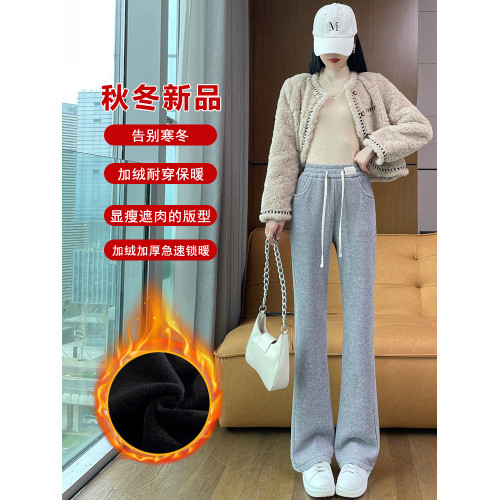 羊絨毛呢微喇叭褲女秋冬季加絨褲子女士2025新款爆款雪尼爾濶腿褲 羊絨毛呢微喇叭褲女秋冬季加絨褲子女士2025新款爆款雪尼爾濶腿褲