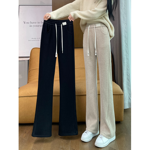 羊絨毛呢微喇叭褲女秋冬季加絨褲子女士2025新款爆款雪尼爾濶腿褲 羊絨毛呢微喇叭褲女秋冬季加絨褲子女士2025新款爆款雪尼爾濶腿褲