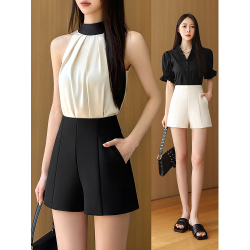 西裝短褲女夏秋季2025新款外穿高腰氣質時尚顯瘦a字黑色休閒白色 西裝短褲女夏秋季2025新款外穿高腰氣質時尚顯瘦a字黑色休閒白色