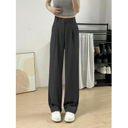 梨形身材休閒西裝褲女秋季新款大碼胖mm高腰寬松垂感顯瘦濶腿長褲